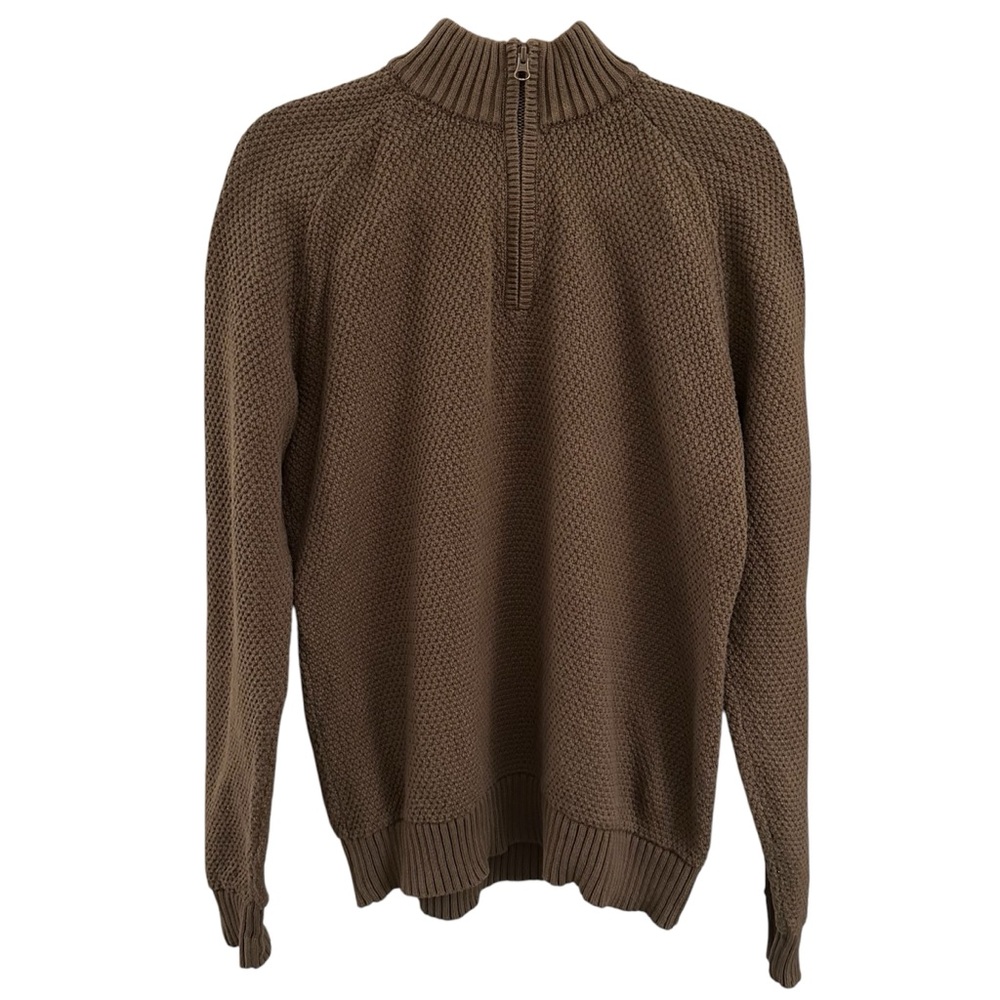 The Territory Ahead Brown/Green Quarter Zip Textured Knit Sweater Size Medium